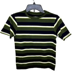 WONDER NATION YOUTH STRIPED SHORT SLEEVE CREW NECK T-SHIRT SIZE LARGE 10-12